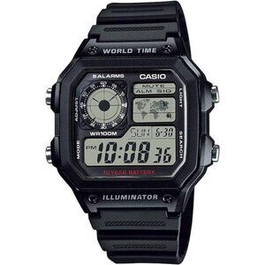 Japanese-Quartz Watch with Resin Strap, Black, 21 (Model: AE1200WH-1A)